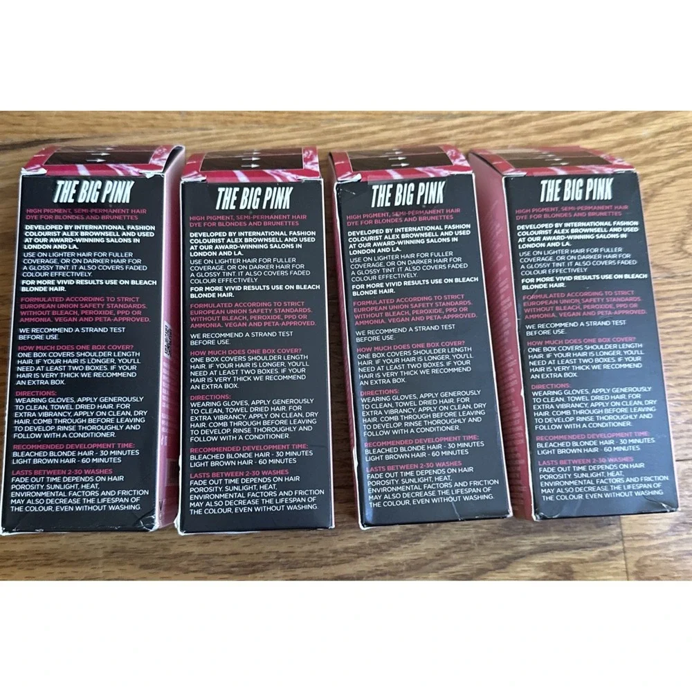 Lot of 4 Bleach London BIG PINK Semi-Permanent Vegan Hair Dye PETA Approved